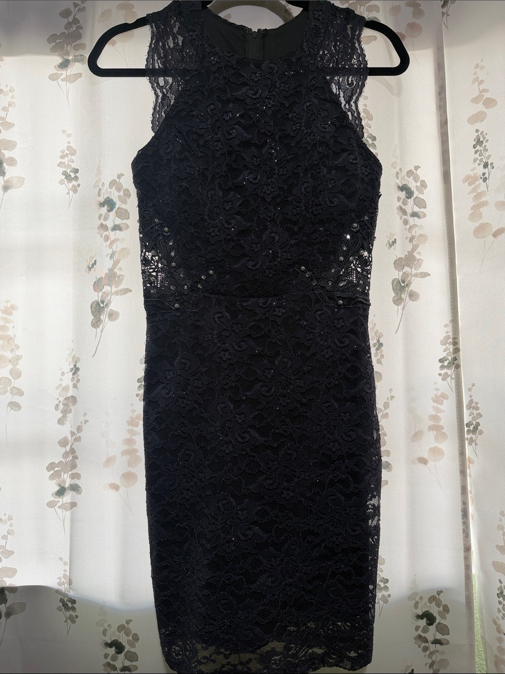 Dark Gray Lace Midi Sheath Dress